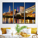 Cleveland City Lights Night Skyline Cityscape View Wall Art by MyGreatCanvas | Canvas Wall Art Prints | Photo Prints & Wall Decor
