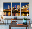 Cleveland City Lights Night Skyline Cityscape View Wall Art by MyGreatCanvas | Canvas Wall Art Prints | Photo Prints & Wall Decor