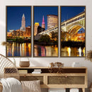 Cleveland City Lights Night Skyline Cityscape View Wall Art by MyGreatCanvas | Canvas Wall Art Prints | Photo Prints & Wall Decor