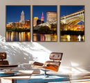Cleveland City Lights Night Skyline Cityscape View Wall Art by MyGreatCanvas | Canvas Wall Art Prints | Photo Prints & Wall Decor