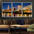 Cleveland City Lights Night Skyline Cityscape View Wall Art by MyGreatCanvas | Canvas Wall Art Prints | Photo Prints & Wall Decor