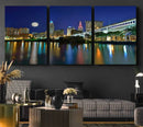 Cleveland City Lights Night Skyline Wall Art Cityscape by MyGreatCanvas | Canvas Wall Art Prints | Photo Prints & Wall Decor