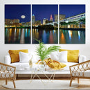 Cleveland City Lights Night Skyline Wall Art Cityscape by MyGreatCanvas | Canvas Wall Art Prints | Photo Prints & Wall Decor