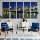 Cleveland City Lights Night Skyline Wall Art Cityscape by MyGreatCanvas | Canvas Wall Art Prints | Photo Prints & Wall Decor
