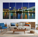 Cleveland City Lights Night Skyline Wall Art Cityscape by MyGreatCanvas | Canvas Wall Art Prints | Photo Prints & Wall Decor