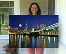 Cleveland City Lights Night Skyline Wall Art Cityscape by MyGreatCanvas | Canvas Wall Art Prints | Photo Prints & Wall Decor