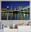 Cleveland City Lights Night Skyline Wall Art Cityscape by MyGreatCanvas | Canvas Wall Art Prints | Photo Prints & Wall Decor