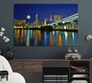 Cleveland City Lights Night Skyline Wall Art Cityscape by MyGreatCanvas | Canvas Wall Art Prints | Photo Prints & Wall Decor