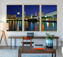 Cleveland City Lights Night Skyline Wall Art Cityscape by MyGreatCanvas | Canvas Wall Art Prints | Photo Prints & Wall Decor