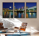 Cleveland City Lights Night Skyline Wall Art Cityscape by MyGreatCanvas | Canvas Wall Art Prints | Photo Prints & Wall Decor