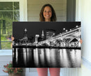 Cleveland Night Skyline Wall Art City Cityscape Canvas Print