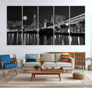 Cleveland Night Skyline Wall Art City Cityscape Canvas Print