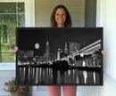 Cleveland Night Skyline Wall Art City Cityscape Canvas Print