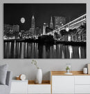 Cleveland Night Skyline Wall Art City Cityscape Canvas Print