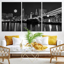 Cleveland Night Skyline Wall Art City Cityscape Canvas Print