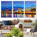 Cleveland Night Skyline Wall Art City Cityscape Canvas Print by MyGreatCanvas | Canvas Wall Art Prints | Photo Prints & Wall Decor