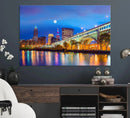 Cleveland Night Skyline Wall Art City Cityscape Canvas Print by MyGreatCanvas | Canvas Wall Art Prints | Photo Prints & Wall Decor