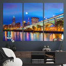 Cleveland Night Skyline Wall Art City Cityscape Canvas Print by MyGreatCanvas | Canvas Wall Art Prints | Photo Prints & Wall Decor