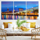Cleveland Night Skyline Wall Art City Cityscape Canvas Print by MyGreatCanvas | Canvas Wall Art Prints | Photo Prints & Wall Decor