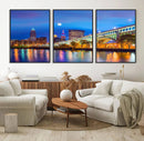 Cleveland Night Skyline Wall Art City Cityscape Canvas Print by MyGreatCanvas | Canvas Wall Art Prints | Photo Prints & Wall Decor