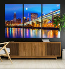 Cleveland Night Skyline Wall Art City Cityscape Canvas Print