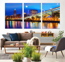 Cleveland Night Skyline Wall Art City Cityscape Canvas Print