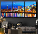 Cleveland Night Skyline Wall Art City Cityscape Canvas Print