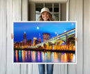 Cleveland Night Skyline Wall Art City Cityscape Canvas Print