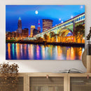 Cleveland Night Skyline Wall Art City Cityscape Canvas Print