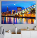 Cleveland Night Skyline Wall Art City Cityscape Canvas Print