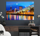 Cleveland Night Skyline Wall Art City Cityscape Canvas Print
