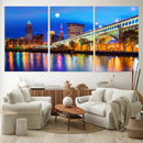 Cleveland Night Skyline Wall Art City Cityscape Canvas Print