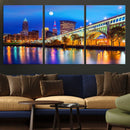 Cleveland Night Skyline Wall Art City Cityscape Canvas Print