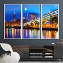 Cleveland Night Skyline Wall Art City Cityscape Canvas Print