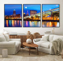 Cleveland Night Skyline Wall Art City Cityscape Canvas Print