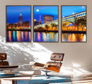Cleveland Night Skyline Wall Art City Cityscape Canvas Print