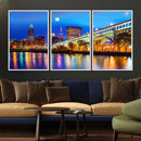 Cleveland Night Skyline Wall Art City Cityscape Canvas Print