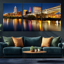 Cleveland Night Skyline Wall Art, City Cityscape Canvas
