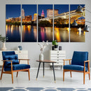 Cleveland Night Skyline Wall Art, City Cityscape Canvas