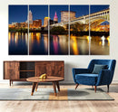 Cleveland Night Skyline Wall Art, City Cityscape Canvas