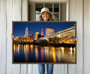 Cleveland Night Skyline Wall Art, City Cityscape Canvas
