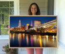 Cleveland Night Skyline Wall Art, City Cityscape Canvas