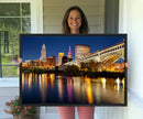 Cleveland Night Skyline Wall Art, City Cityscape Canvas