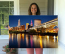Cleveland Night Skyline Wall Art, City Cityscape Canvas