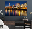 Cleveland Night Skyline Wall Art, City Cityscape Canvas