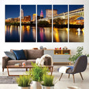 Cleveland Night Skyline Wall Art, City Cityscape Canvas