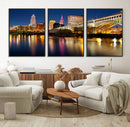 Cleveland Night Skyline Wall Art, City Cityscape Canvas