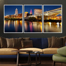 Cleveland Night Skyline Wall Art, City Cityscape Canvas