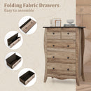 Closet Storage Organizer with 5 Folding Fabric Drawers and Anti-tipping Kit-Brown