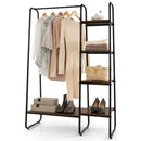 Clothes Rack Freestanding Storage Tower with Hanging Bar-Black